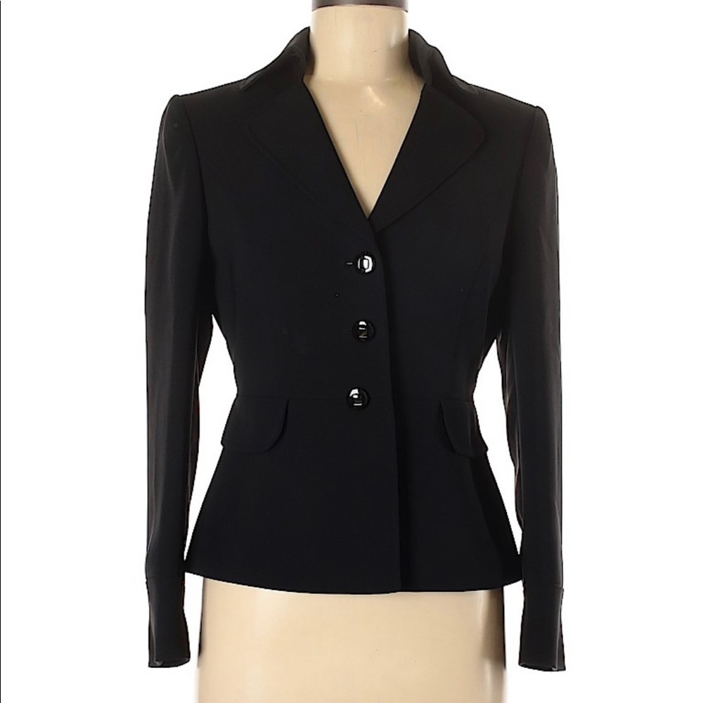 Tahari Arthur S. Levine Women's Black/Blue Open Front Blazer Jacket